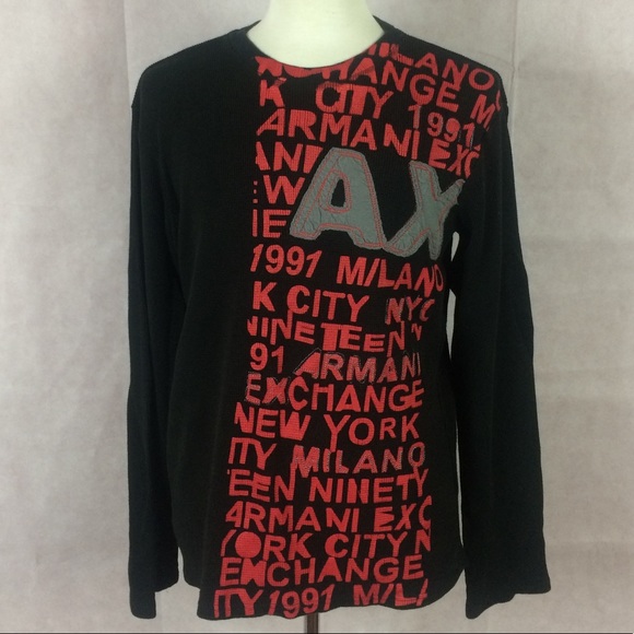 black and red armani exchange shirt